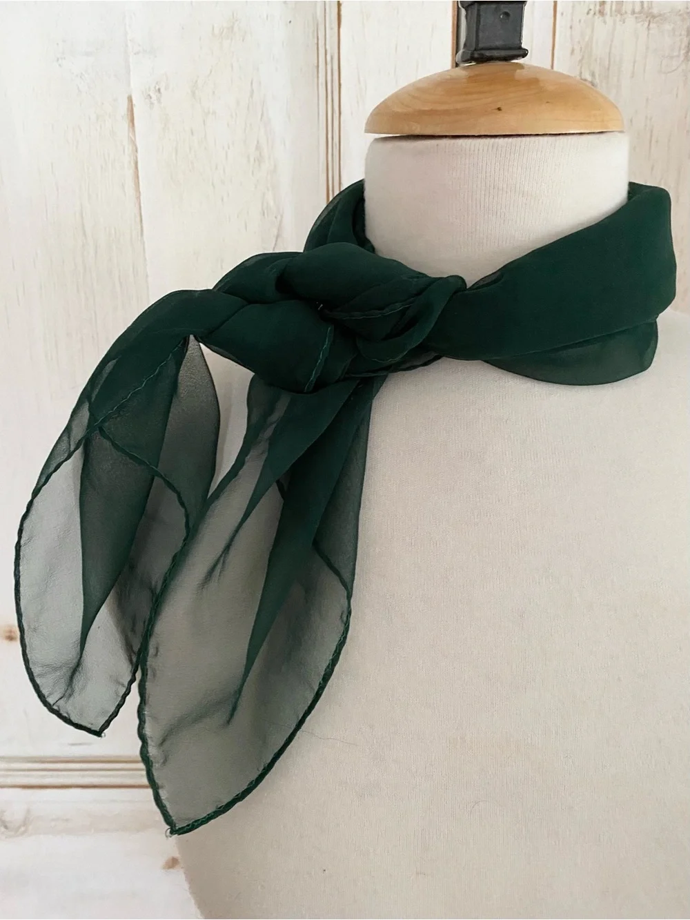 Vintage Sheer Chiffon Square Scarf Green